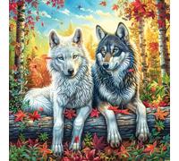 Lobo Couple Puzzle 100 Piezas Papel Adolescentes Actividad Familiar EduGatoiva Mejora Coordinación Ojo-Mano Fiestas Navideñas 28x28cm