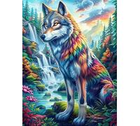 Lobo de Bosque arcoíris Rompecabezas 300 Piezas Cartón para Principiantes Juego Familiar Ejercita La Mente Garantía Reposición Piezas 300 PCS