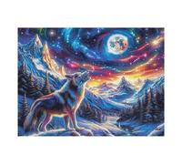 Lobo de Bosque Estrellado Puzzle 500 Piezas Impossible Creativo Único Rompecabezas 3D Obra De Arte para Toda La Familia Juguete EduGatoivo Decoración 500 PCS