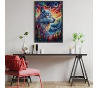 Lobo de Bosque Estrellado Puzzles 1000 Piezas Construir DIY 3D Sin Pegamento Flores de Animales Salvajes Rompecabezas para Adultos Maquetas Educativas Aliviar Estrés Estera Portátil 1000 PCS