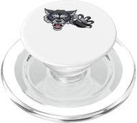 Lobo De Dibujos Animados Deportes Lobos Equipo Mascota Sosteniendo Hockey Puck PopSockets PopGrip para MagSafe