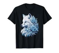 Lobo de Hielo místico con Rosas Azules y Cristales Camiseta