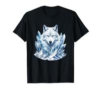 Lobo de Hielo místico rodeado de Picos de Cristal Camiseta