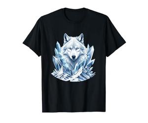 Lobo de Hielo místico rodeado de Picos de Cristal Camiseta