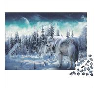 Lobo de Invierno Puzzle 1000 Piezas De Cartón Grueso Montaña Nevada Rompecabezas Anti Estrés Adultos para Actividad Abuelos Y Nietos como Regalo Original 52x38cm/1000pcs
