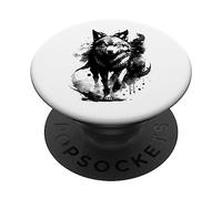 Lobo de Moda con Ojos Azules en diseño artístico PopSockets PopGrip Adhesivo