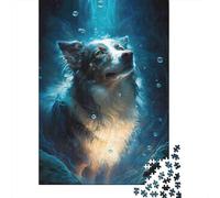 Lobo del Bosque Escena Azul Submarina de Ensueño Puzzle de 1000 Piezas Papel Puzzle para Adultos Relajación Concentración Familia Decoración Regalo 52x38cm/1000pcs