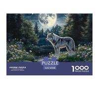 Lobo del Bosque Puzzle de 1000 Piezas Papel para Adultos Paisaje Nocturno Relajante Familia Decoración Regalo Interactivo 52x38cm/1000pcs