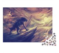 Lobo del Desierto Puzzles Imposible,desafío para Adultos Lobo Solitario Entretenimiento Creativo 1000 Piezas Obra De Arte De Juego De para Adultos, Regalos A Partir De 14 Años 1000pcs (75x50cm)