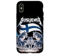 Lobo del Orgullo finlandés Susijengi con Bandera de Finlandia Carcasa para iPhone X/XS