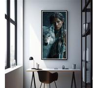 Lobo Diamond Painting Adultos, 5D Pintura Diamante Mujer Nativa Americana Cuadro Diamantes Kit Completo 60x120cm, DIY Manualidades Adultos Pintar con Diamantes para Decoración de Hogar (RD777)