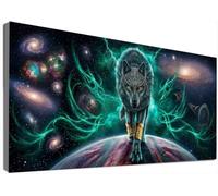 Lobo Diamond Painting Adultos Grande Kit Completo 90x180cm, Pintura Diamante Animal 5D Full Drill Taladro Completo, Mosaico Bordado Cristales Strass, Manualidades Adultos, Decoración Salon Casa C6-803