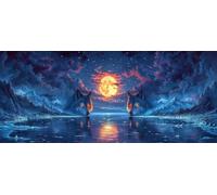 Lobo Diamond Painting Grande 40x80cm, 5D Diamond Painting Adultos Luna, DIY Manualidades Adultos Kit Punto de Cruz, Cuadro Diamantes de Imitación Kit Bordado, Cuadros Decoracion Salon Modernos T-1214