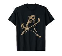 Lobo Divertido Jugando Hockey sobre Hielo Jugador de Hockey Camiseta