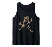 Lobo Divertido Jugando Hockey sobre Hielo Jugador de Hockey Camiseta sin Mangas