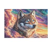 Lobo en Bosque de Galaxia Puzzle 1000 Piezas Educativo Familiar Interactivo Rompecabezas 3D para Toda La Familia Aliviar Estrés Decoración Hogar Portátil 1000 PCS
