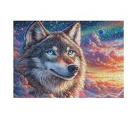 Lobo en Bosque de Galaxia Puzzle 300 Piezas Colorido Cartón Rompecabezas Familiar para Toda La Familia Juguete Educativo 3D Maquetas Construir 300 PCS