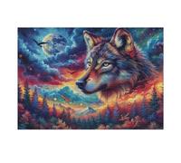 Lobo en Bosque de Galaxia Puzzle 300 Piezas Desafío Intelectual Rompecabezas para Adultos Obra De Arte Colorido DIY Creativo Decoración Hogar 300 PCS