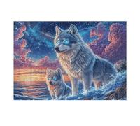 Lobo en Bosque de Galaxia Puzzles 300 Piezas Impossible Desafío Rompecabezas para Adultos Aliviar Estrés Decoración Hogar DIY Moderno Portátil 300 PCS