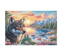 Lobo en Bosque de río nevado Puzzles 1000 Piezas Impossible Desafío Rompecabezas para Adultos Aliviar Estrés Decoración Hogar DIY Moderno Portátil 1000 PCS