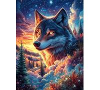 Lobo en el bosque al atardecer Rompecabezas 300 Piezas Cartón Grueso Para Coleccionistas Dibujo Animado de Paisajes de Cuento de Hadas Eventos Team Building Ocio En Casa Regalo Fin De Año Mejor Valora