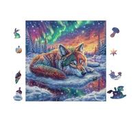 Lobo en el Bosque de montaña Puzzle 100 Piezas Cartón Blanco Premium para Expertos Actividad Compartir Familia Desarrollo Cognitivo Garantía Satisfacción 28x28cm