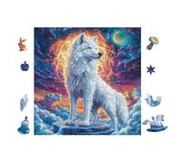 Lobo en el Bosque de montaña Rompecabezas 100 Piezas Cartón para Parejas Actividad Tiempo Libre Terapia Relajación Decoración Salón Regalo Sorpresa 28x28cm