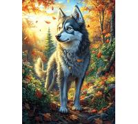 Lobo en el Bosque de montaña Rompecabezas 1000 Piezas Cartón para Parejas Actividad Tiempo Libre Terapia Relajación Decoración Salón Regalo Sorpresa 1000 PCS