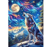 Lobo en el bosque iluminado por la luna Rompecabezas 1000 Piezas Cartón Para Expertos Animal tierno de cuento de hadas Mejora Atención Para Semana Santa Garantía Satisfacción Más Vendido Regalo Perfec