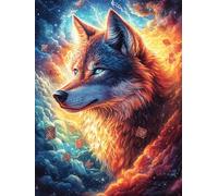 Lobo en el Bosque mágico al Atardecer Rompecabezas 1000 Piezas Cartón Grueso para Parejas Paisajes y Ciencia ficción Estimulación Mental Actividad Días Libres Decoración Hogar 1000 PC