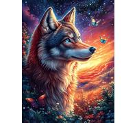 Lobo en el Bosque mágico al Atardecer Rompecabezas 500 Piezas Cartón Grueso para Coleccionistas Paisajes y Ciencia ficción Eventos Team Building Ocio En Casa Regalo Fin De Año Mejor Valorado 500 PCS