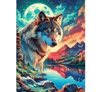 Lobo en el bosque mágico Puzzle 1000 Piezas Cartón Grueso Para Toda La Familia Dibujo Animado de Paisajes de Cuento de Hadas Desarrollo Lógica Agilidad Mental Actividad Hacer En Grupo Idea De Regalo 1