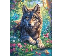 Lobo en el Bosque mágico Rompecabezas 500 Piezas Cartón para Principiantes Paisajes y Ciencia ficción Días Lluviosos Tiempo Libre En Casa para Reyes Magos Detalle De Cumpleaños 500 PCS