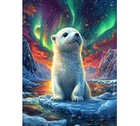 Lobo en el bosque mágico Under The Northern Lights Puzzle 500 Piezas Cartón Resistente Para Niños Mayores 14 Años Vida silvestre y mascotas Estimulación Cerebral Reunión Familiar Juegos Pieza Decorati