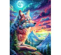 Lobo en el bosque mágico Under The Northern Lights Rompecabezas 500 Piezas Cartón Resistente Para Toda La Familia Paisajes y ciencia ficción Desconectar Estrés Ocio Creativo En Casa Mejor Valorado Reg