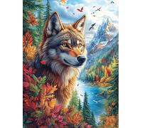 Lobo en Las montañas Puzzle 1000 Piezas Papel Principiantes Cuentos de Hadas de Animales y Plantas Agilidad Mental Actividad Hacer En Grupo Colgar Pared Detalle Cumpleaños 1000 PCS