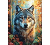 Lobo en Las montañas Puzzle 300 Piezas Cartón Grueso para Adultos Y Adolescentes Cuentos de Hadas fantásticos de Animales Salvajes Calmar La Mente Entretenimiento Casero Regalo Ideal 300 PCS