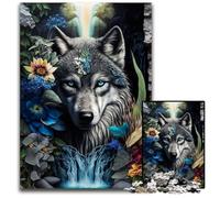 Lobo en Mandala Jungle - Rompecabezas de 1000 Piezas de cartón para Adultos, Actividad educativa para Mejorar Las Habilidades cognitivas, 26x38cm/10,23x14,96 Pulgadas