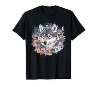 Lobo en medio de flores La feroz belleza de la naturaleza Camiseta