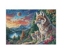 Lobo en montaña Nevada a la luz de la Luna por la Noche Puzzles 300 Piezas 3D Maquetas Educativas Desafío Intelectual para Familia DIY Creativo Construir Juguete Educativo 300 PCS