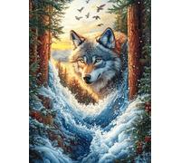 Lobo en río Puzzles 500 Piezas DIY Creativo Fauna Mascotas Rompecabezas Familiar para Toda La Familia Juguete Educativo Aliviar Estrés Decorativo 500 PCS