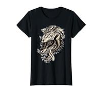 Lobo en Ropa de Oveja x Lobo Camiseta gráfica económica, Mujer, Negro, XL