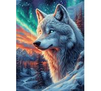 Lobo en un Bosque con Auroras Boreales Puzzle 300 Piezas Cartón Blanco Premium para Expertos Mascota de Vida Silvestre Mejora Concentración Ejercita La Mente Actividad Días Libres 30