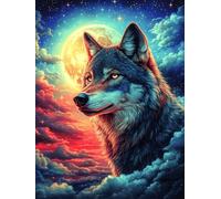 Lobo en un Bosque Iluminado por la Luna Rompecabezas 1000 Piezas Cartón para Adultos Y Adolescentes Mascota de Vida Silvestre Hobby Colección Toda La Familia Decoración Única Hogar 100