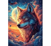 Lobo en un bosque mágico at Sunset Puzzles 1000 Piezas Maquetas 3D Educativas Profesionales Animales salvajes y domésticos Rompecabezas Para Familia Construir DIY Moderno Aliviar Estrés Decoración 100