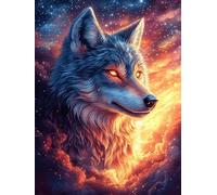 Lobo en un Bosque mágico at Sunset Puzzles 500 Piezas Desafío Nivel Difícil Animales Salvajes y domésticos Rompecabezas para Adultos Aliviar Estrés Decoración Hogar DIY Moderno Portátil 500 PCS