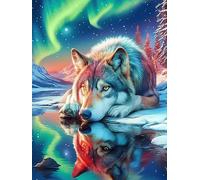 Lobo en un bosque mágico Under The Northern Lights Puzzles 1000 Piezas Actividad Familiar Paisaje de ciencia ficción Rompecabezas 3D Para Familia Juguete Educativo Aliviar Estrés Decoración Hogar 1000