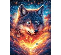 Lobo en un Claro del Bosque ardiente Puzzle 300 Piezas Cartón Blanco Premium para Expertos Animales y Plantas Mejora Concentración Ejercita La Mente Actividad Días Libres 300 PCS