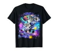 Lobo espacial cósmico, familia de lobos aullando, aullido Camiseta