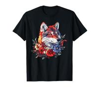 Lobo Espíritu con Mandala Colorido Flores Camiseta